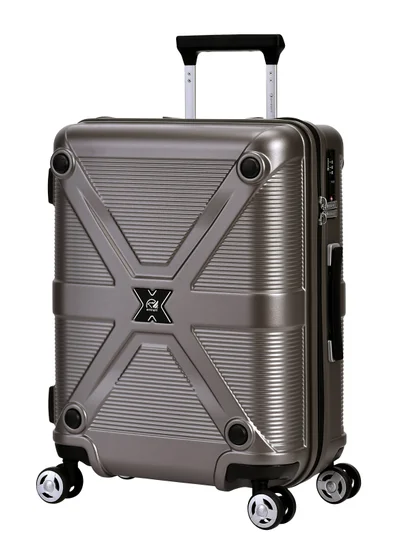 eminent Hard Case Travel Bag Cabin Luggage Trolley Polycarbonate Lightweight Suitcase 4 Quiet Double Spinner Wheels With Tsa Lock KJ97 Gold Grey