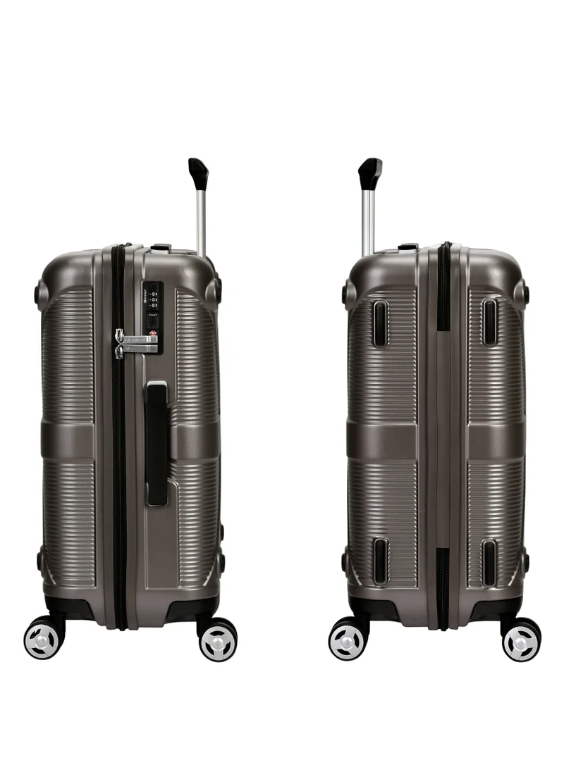 إيمينينت Hard Case Travel Bag Cabin Luggage Trolley Polycarbonate Lightweight Suitcase 4 Quiet Double Spinner Wheels With Tsa Lock KJ97 Gold Grey