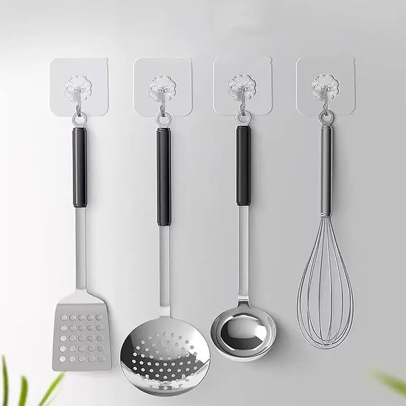 AsolBD Market need oriented construction Transparent Adhesive Hook No Drill Strong Load Bearing Easy Install For Home Bedroom Kitchen Bathroom & Ceiling Heavy Duty Nail Free Sticky Hanger With Hooks Utility Wall Hook Storage 30 pieces Integrated practical design - Image 2