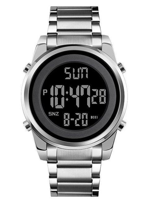 Men's Digital Business Watch Stainless Steel Watch Band With Stopwatch Timing  classic Silver