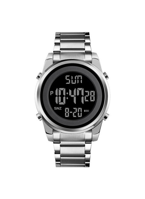 Men's Digital Business Watch Stainless Steel Watch Band With Stopwatch Timing  classic Silver