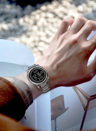 Men's Digital Business Watch Stainless Steel Watch Band With Stopwatch Timing  classic Silver - view 3