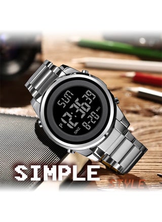 Men's Digital Business Watch Stainless Steel Watch Band With Stopwatch Timing  classic Silver - view 2