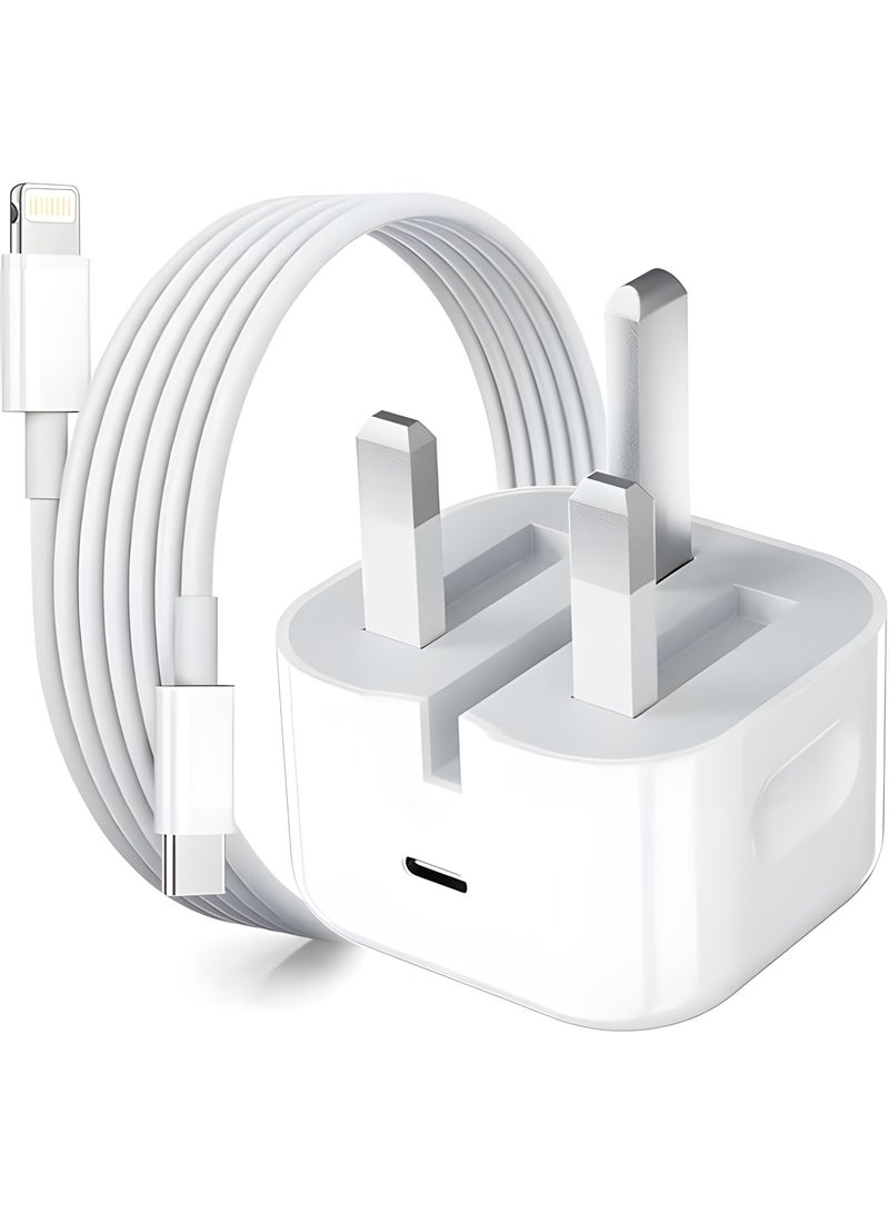أثير شاحن سريع لـ iPhone بقدرة 35 واط | محول شاحن سريع USB-C للحائط مزود بكابل USB-C إلى Lightning بطول 1 متر، متوافق مع أجهزة iPhone 14/14 Pro/14 Pro Max/13/12/SE (2020)/11/XR/XS Max/X/iPad - Image 1