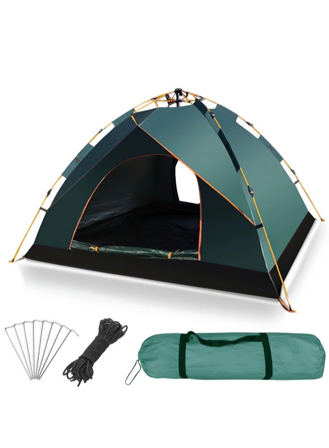 دنزوز خيمة التخييم 3-4 أشخاص منبثقة خيامًا قابلة للإزالة خيمة فورية 2 باب مقاوم للماء UV ، خيمة قبة للعائلة للعائلة النزهة الرياضية في الهواء الطلق مع حقيبة حمل - Image 1