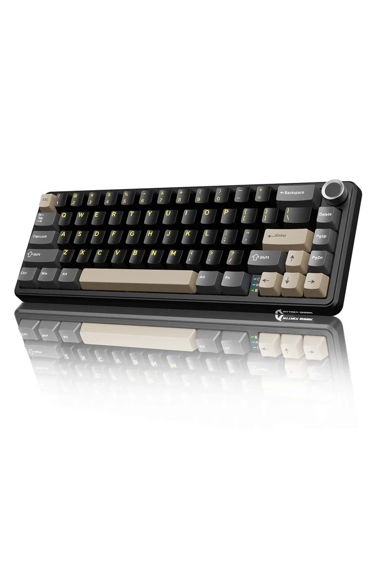 Attack Shark X66 Wireless Shark Attack Mechanical Keyboard with Handle, 3-Mode Gaming Keyboard with USB-C/BT5.0/2.4G, 60% RGB, Side-Printed PBT Keycaps, Hot-Swappable Strawberry Keycaps, Starry Black - Image 1