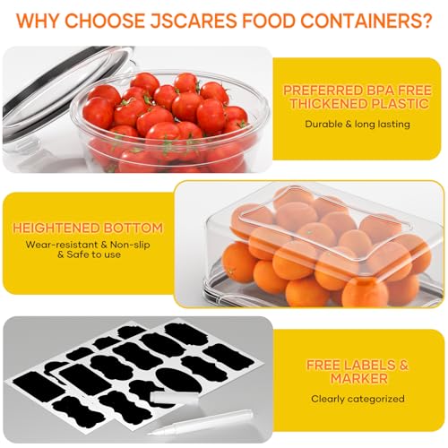 JSCARES 52 PCS Food Storage Containers with Lids Airtight (26 Lids & 26 Containers)- Reusable Plastic Leakproof Meal-Prep Container for Kitchen Storage Organization Microwave/Dishwasher Safe with Labels & Pen - Image 4