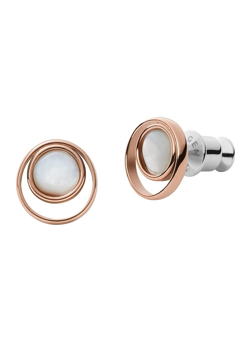 Skagen أقراط نسائية من الفولاذ المقاوم للصدأ بدون أحجار كريمة، ذهب وردي - SKJ1496791 - Image 1