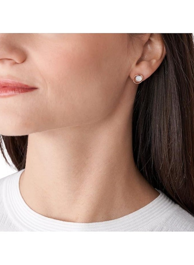 Skagen أقراط نسائية من الفولاذ المقاوم للصدأ بدون أحجار كريمة، ذهب وردي - SKJ1496791 - Image 2