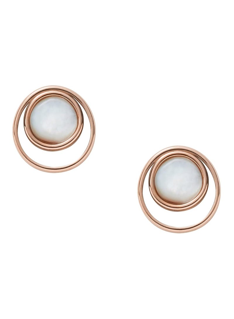 Skagen أقراط نسائية من الفولاذ المقاوم للصدأ بدون أحجار كريمة، ذهب وردي - SKJ1496791 - Image 3