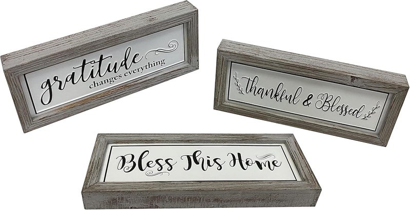 Picfarce Rustic Gratitude Wood Metal Signs, 12" x 5" Framed Enamel Wall Hanging Decor Art, Embossed Retro Farmhouse Tabletop Block Sign for Mantel Shelf - GRATITUDE CHANGES EVERYTHING - Image 4