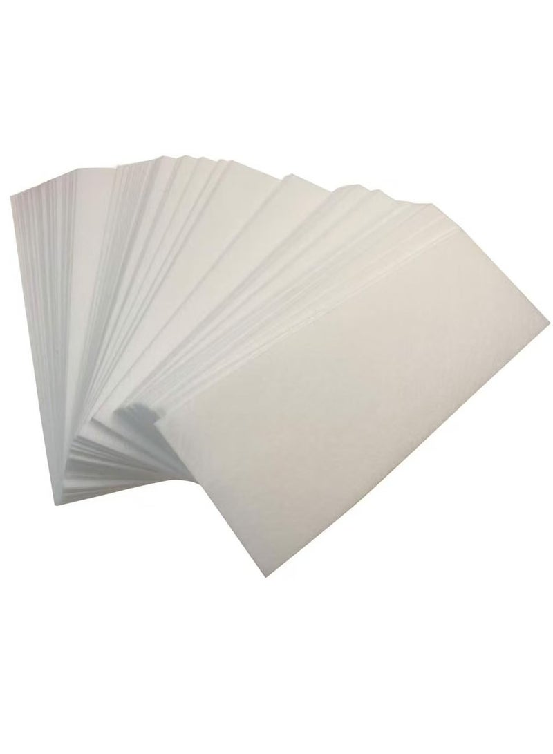 يوكا 100 قطعة مناديل شمعية احترافية مستطيلة بيضاء غير منسوجة لإزالة الشعر من الجسم والوجه، تجعل البشرة ناعمة، مناسبة لصالونات التجميل والاستخدام المنزلي. - Image 2