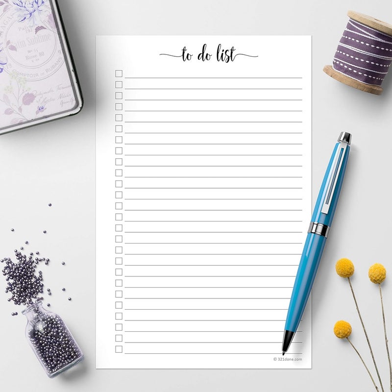 321Done to Do List Notepad for Planner Refill Pages – Made in USA - 50 Sheets (5.5" x 8.5") to-Do's Tear Off, Planning Memo Pad, Checklist Notes Left Hole Punch Margins - Simple Script College-Ruled - Image 3