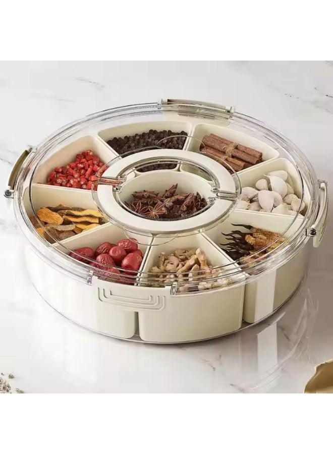 أولودينيز  منظم تخزين غذائي دوّار بـ 9 أقسام مع غطاء محكم الإغلاق ومقبض حمل – علبة متعددة الاستخدامات للمكسرات والوجبات الخفيفة والأطعمة الجافة - Image 3