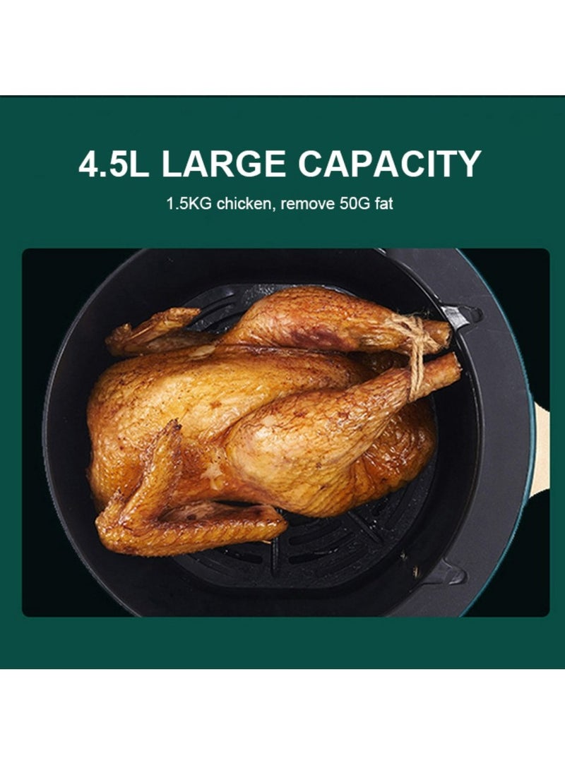 Smart Air Fryer - 4.5L Large Capacity - Automatic Electric Fryer - Screen Touch Control Panel - Auto Power Off - Intelligent Temperature Control - Non-stick Coating -  Oil-free Baking - Home Oven - 1400W