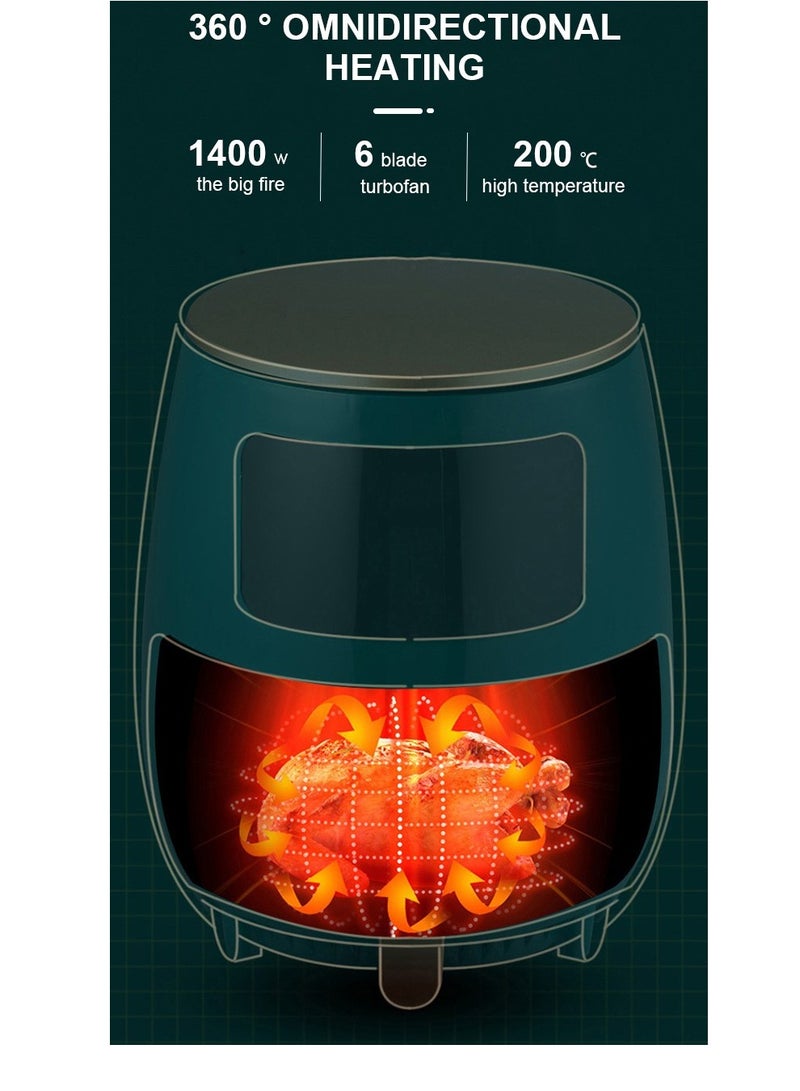 Smart Air Fryer - 4.5L Large Capacity - Automatic Electric Fryer - Screen Touch Control Panel - Auto Power Off - Intelligent Temperature Control - Non-stick Coating -  Oil-free Baking - Home Oven - 1400W