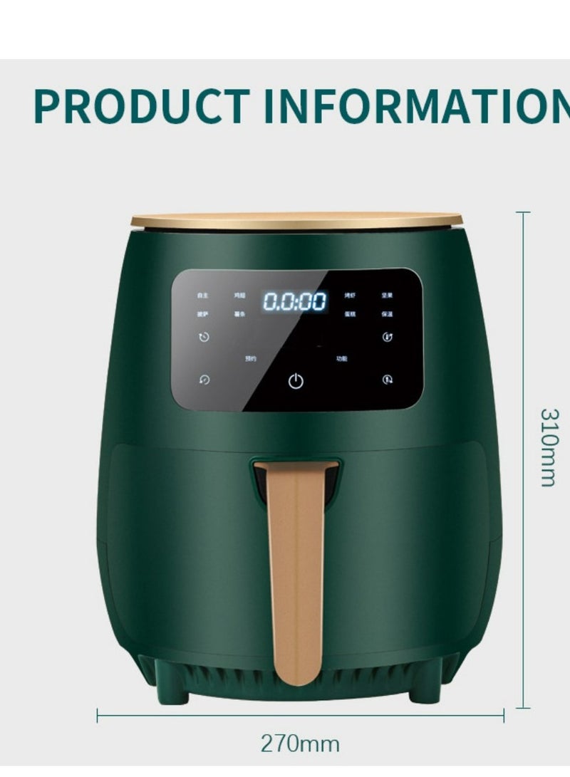 Smart Air Fryer - 4.5L Large Capacity - Automatic Electric Fryer - Screen Touch Control Panel - Auto Power Off - Intelligent Temperature Control - Non-stick Coating -  Oil-free Baking - Home Oven - 1400W