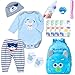 PEDOLLTREE 12 Pcs Set Reborn Baby Doll Clothes Accessories Blue Puppy Outfit Set for 1822 Inch Newborn Baby Boy Reborn Doll Clothes with Monster Backpack - Image 2