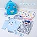 PEDOLLTREE 12 Pcs Set Reborn Baby Doll Clothes Accessories Blue Puppy Outfit Set for 1822 Inch Newborn Baby Boy Reborn Doll Clothes with Monster Backpack - Image 4