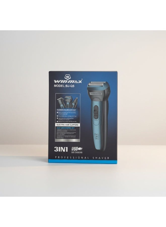 وينماكس ماكينة حلاقة رجالية 3 في 1 – شفرة ستانلس ستيل – رأس حلاقة الأنف ورأس تنعيم – شحن USB لمدة 8 ساعات – لون روز جولد - Image 4