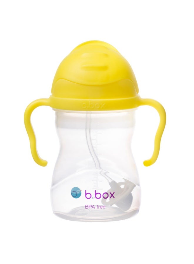 B.Box Leakproof Sippy Cup with Weighted Straw | 240ml (8.1 fl oz) | BPA Free | Easy Grip Handles | For Babies & Toddlers â€“ Lemon - Image 1