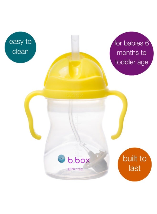 B.Box Leakproof Sippy Cup with Weighted Straw | 240ml (8.1 fl oz) | BPA Free | Easy Grip Handles | For Babies & Toddlers â€“ Lemon - Image 2