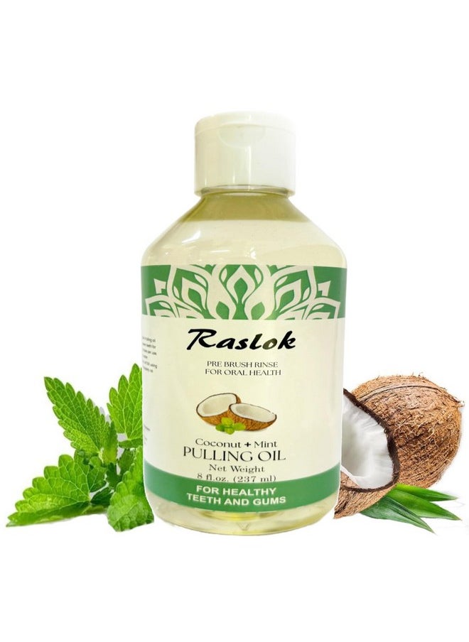 Raslok - Coconut Pulling Oil Natural Pulling Oil With Coconut & Peppermint For Oralcare Mouthwash Healthy Teeth & Gums (8 Fl.Oz. 237Ml) - Image 1