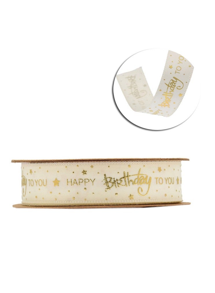 Ribbon,10 Yards/9.14 Meters,Packaging Ribbon, Hot Stamping Printing, Happy Birthday Gift Packaging, for birthday, all kinds of clothes, bags, gift boxes, etc ,Beige - Image 3