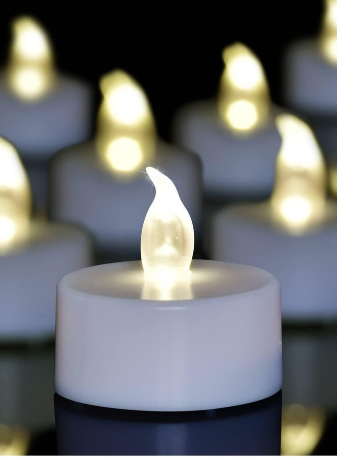 FLAMELESS TEA LIGHT CANDLES [12 PACK] BATTERY OPERATED FLICKERING LED CANDLES WITH WARM WHITE LIGHT FOR WEDDING, BIRTHDAY PARTY, HOLIDAYS, EID RAMADAN HOME DECORATION