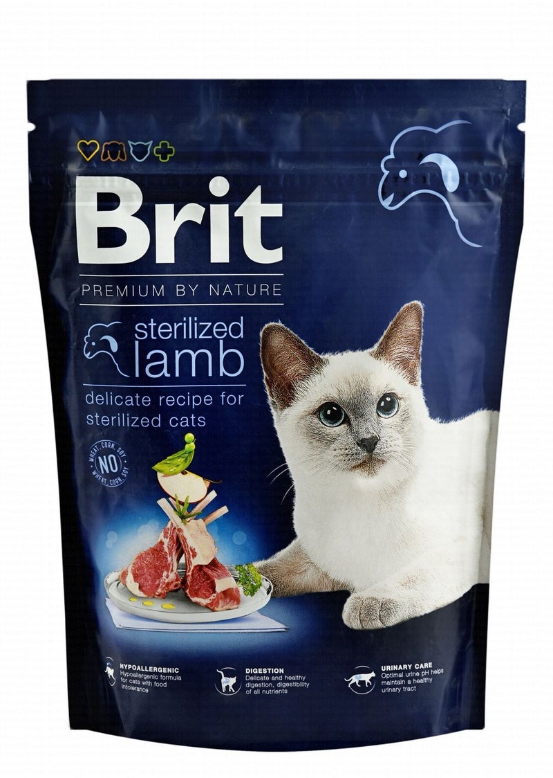 Brit Premium By Nature Dry Cat Food with Lamb for Sterilized Cats, 300 g - Image 1