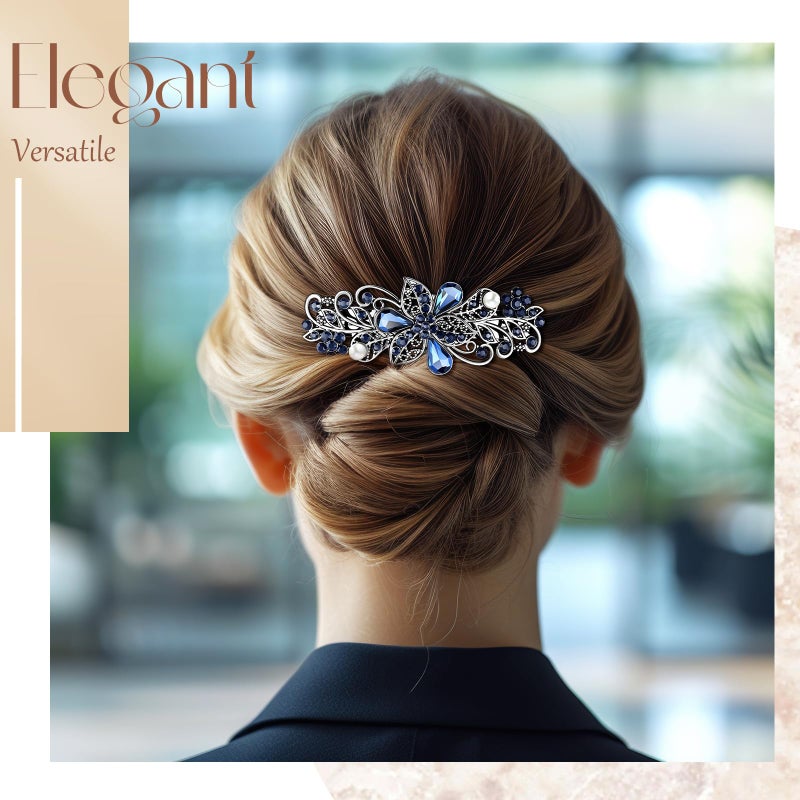 Geyoga 6 Pieces Vintage Hair Barrettes for Women Retro Flower French Pearl Crystal Rhinestones Clips Hair Pins for Women Styling Accessories(Delicate Style) - Image 3