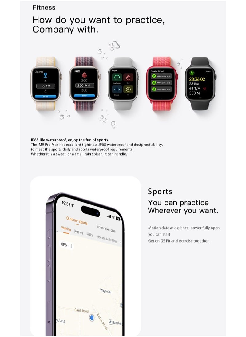 AROAQ - New Arrival 2.2inch Screen NFC M9 Pro Max Smart Watch Iwo Series9 M9 pro max smartwatch - Image 1