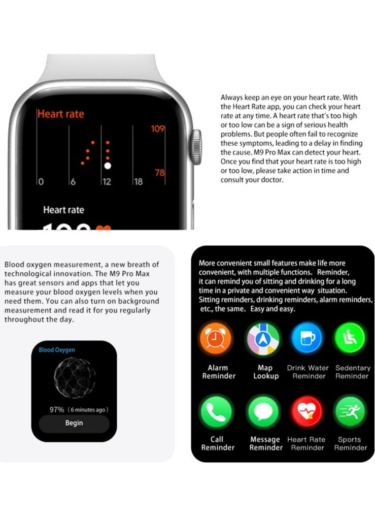 AROAQ - New Arrival 2.2inch Screen NFC M9 Pro Max Smart Watch Iwo Series9 M9 pro max smartwatch - Image 1