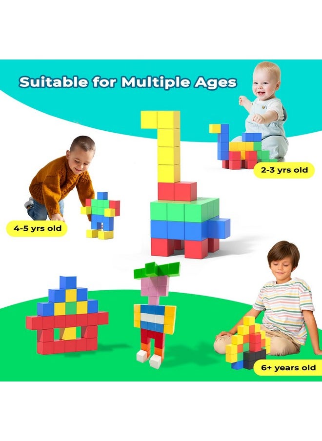 Atlasonix Magnetic Blocks for Kids Ages 3-8, 56 Magnetic Building Cubes & 54 Educational Stickers, STEM Magnet Cube Toy for Boys & Girls. Magnetic Cubes for Learning & Creative Play - Christmas & Birthday Gift  - Image 5