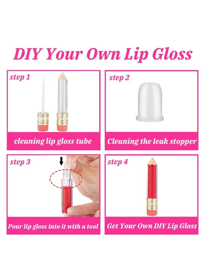 Generic - Pencil Lip Gloss Tubes Keychain, Empty Lip Gloss Tubes Pencil Keychain, Mini Lip Gloss Tubes Keychain Set Contains 10PCS Empty Pencil Lip Gloss Tubes & 10PCS Keychain Tassles with Chain for DIY (A) - Image 1