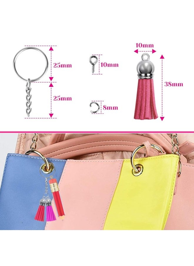 Generic - Pencil Lip Gloss Tubes Keychain, Empty Lip Gloss Tubes Pencil Keychain, Mini Lip Gloss Tubes Keychain Set Contains 10PCS Empty Pencil Lip Gloss Tubes & 10PCS Keychain Tassles with Chain for DIY (A) - Image 1
