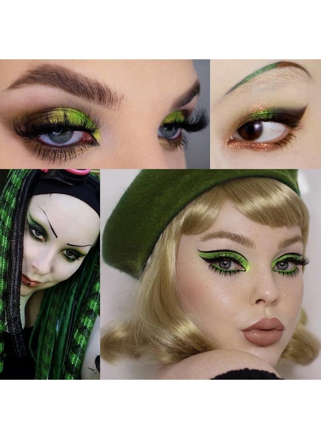 Afflano - Smokey Green Eyeshadow Palette, Cyber Goth Smoky Eyes Makeup Eyeshadow Pallet With Mirror, Neon Green Brown Black White Grey Highly Pigmented Long Lasting, For Girls Women Green Eyes Makeup - Image 1