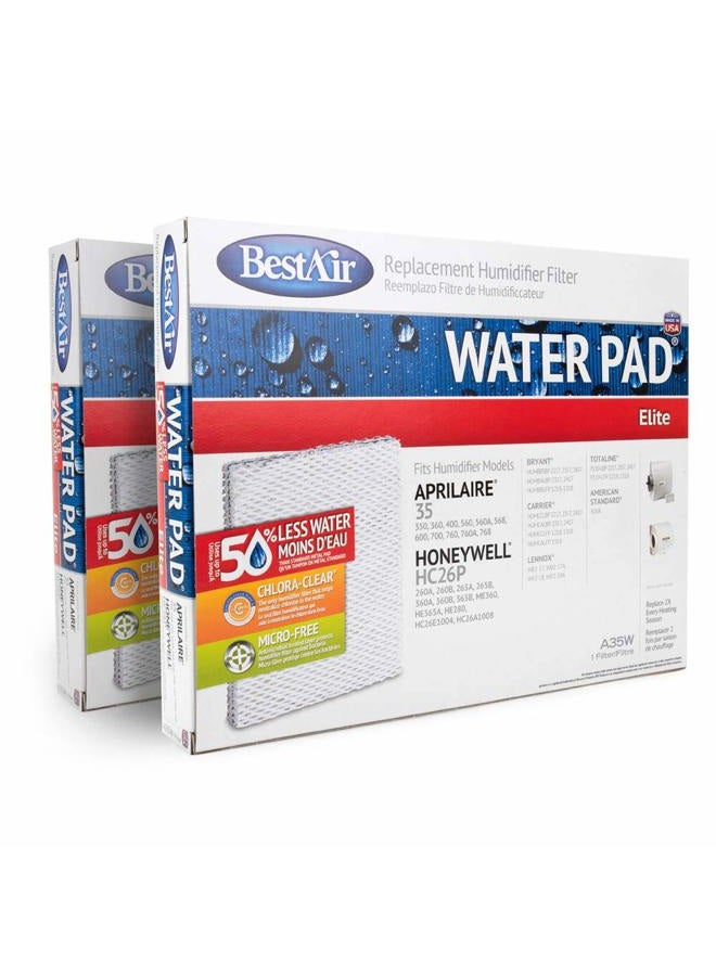Replacement Humidifier Filter Water Pad Elite A35W Filter, 2 Pack. Fits Aprilaire 35 350, 360, 560, 560A, 568, 600, 700, 760, 760A, 768; Honeywell HC26P 260A, 260B, 265A, 265B, 360A, 360B,