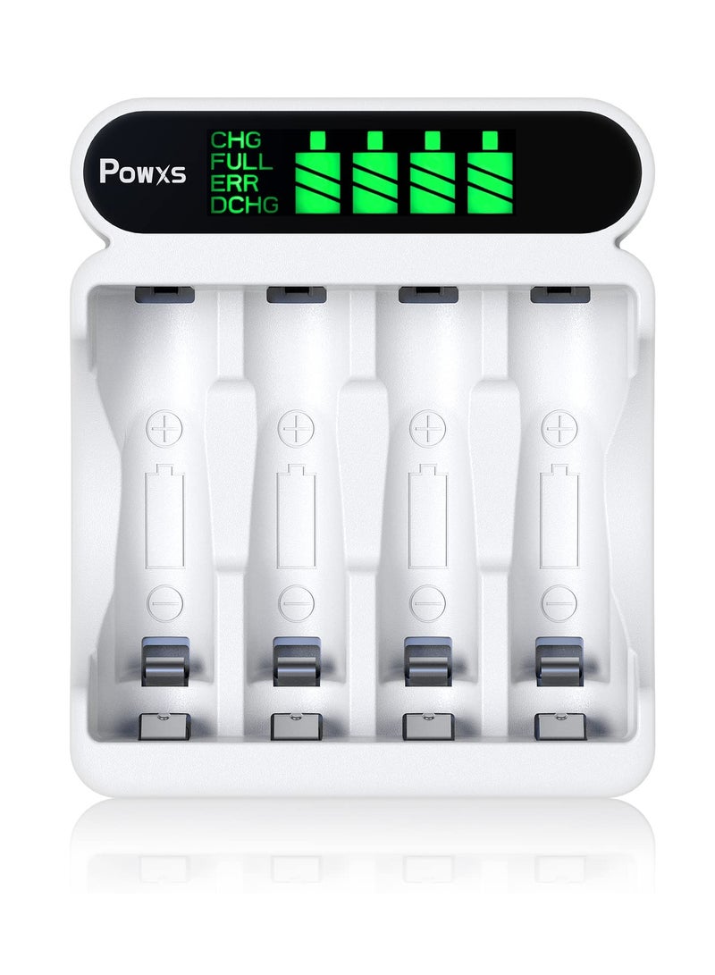 SYOSI 4 Slot LCD Battery Charger for AA/AAA, Rechargeable Battery Charger with LCD Display Multi-Slot Battery Charger Versatile 4 Slot Battery Charger,USB and Type C Input for AA/AAA Batteries - Image 1