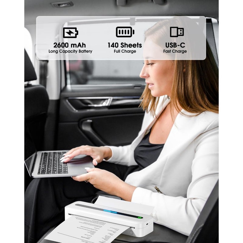 M832 Portable Printer Wireless for Travel, Inkless Handy Printer Support Thermal Paper A4 and Letter Size Printing of Receipt and Documents, Upgrade 300DPI - Image 2