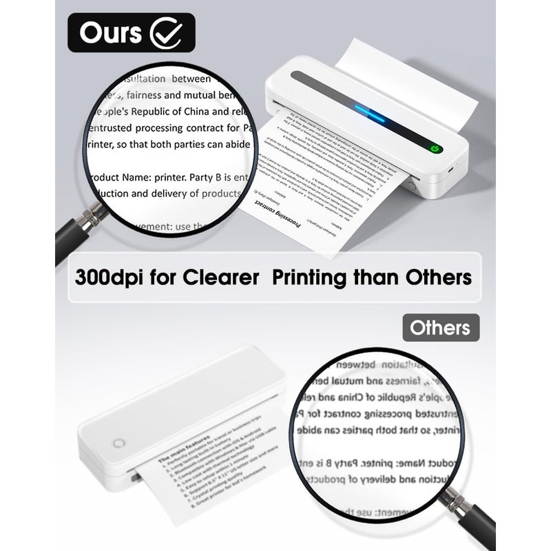 M832 Portable Printer Wireless for Travel, Inkless Handy Printer Support Thermal Paper A4 and Letter Size Printing of Receipt and Documents, Upgrade 300DPI - Image 5