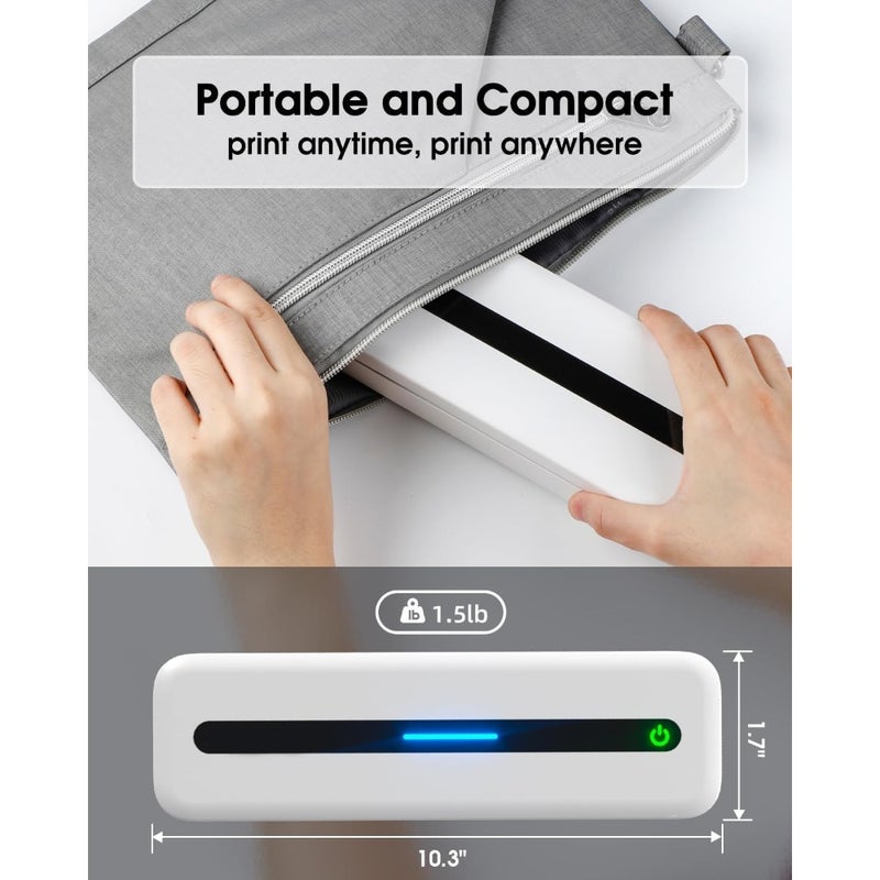 M832 Portable Printer Wireless for Travel, Inkless Handy Printer Support Thermal Paper A4 and Letter Size Printing of Receipt and Documents, Upgrade 300DPI - Image 4