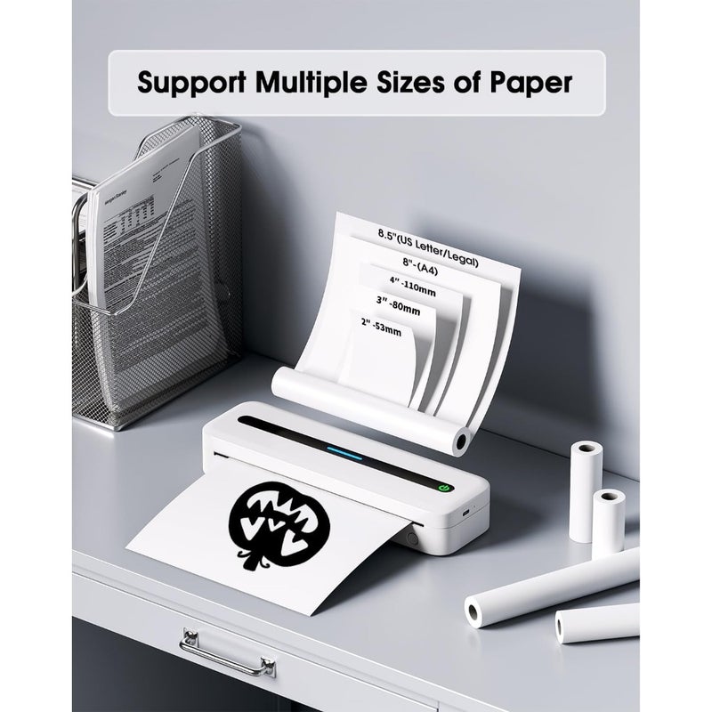 M832 Portable Printer Wireless for Travel, Inkless Handy Printer Support Thermal Paper A4 and Letter Size Printing of Receipt and Documents, Upgrade 300DPI - Image 3
