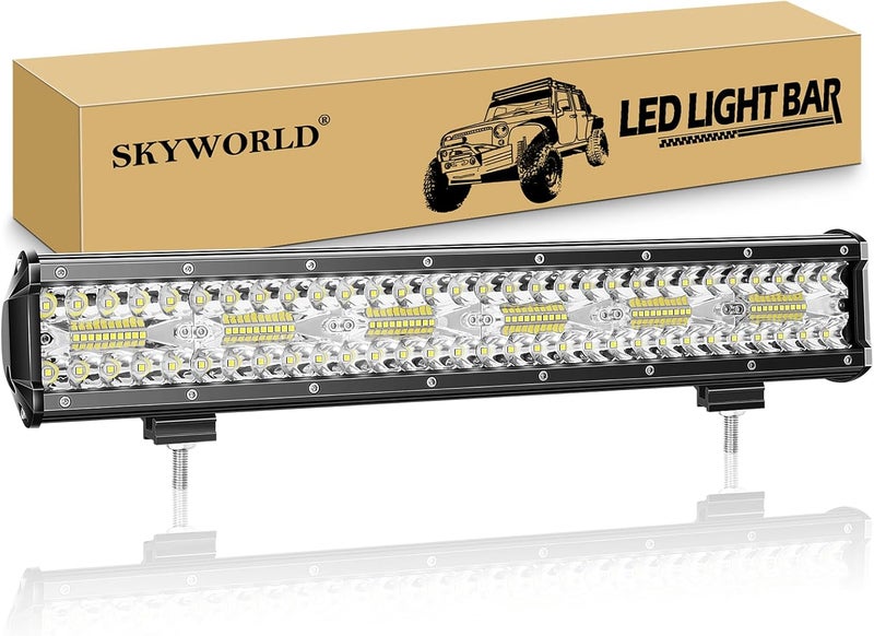 سكاي وورلد شريط إضاءة LED من ، 17 بوصة 360 واط، شعاع مزدوج (بقعة/فيضان) 12V 24V، مصابيح عمل وقيادة وضباب LED، مقاوم للماء IP67، مناسب للشاحنات الوعرة والسيارات ومركبات ATV وSUV والقوارب - Image 1