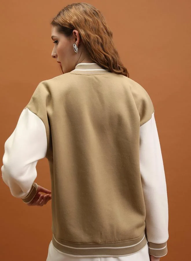 Tokyo Talkies Embroidered Relaxed Fit Varsity Jacket by Styli