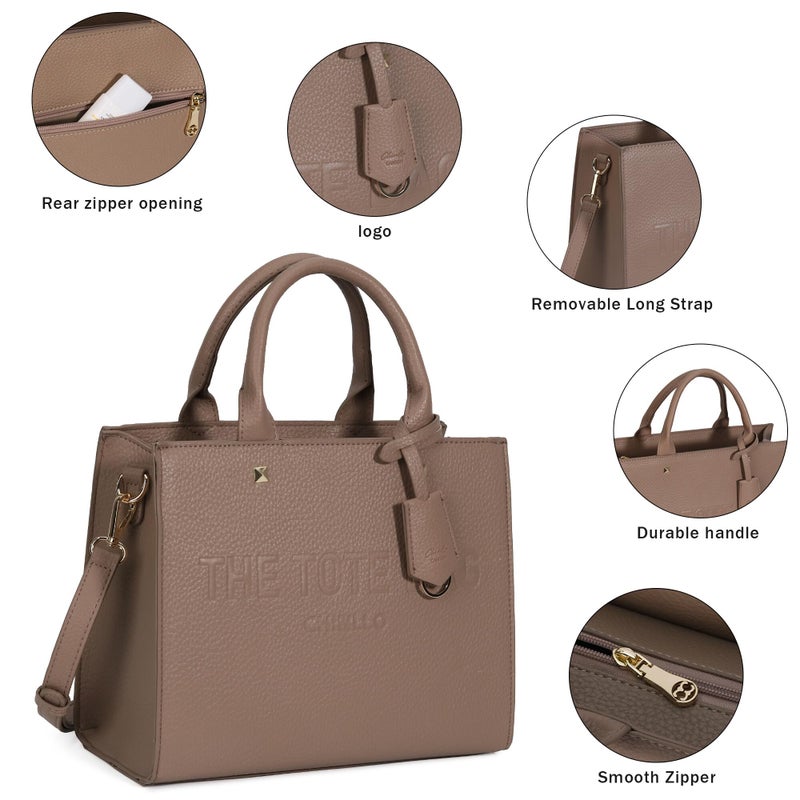 Chinllo Tote Bag for Women Top Handle Satchel Purse and Handbags with Shoulder Strap (D.Khaki-S) - Image 3