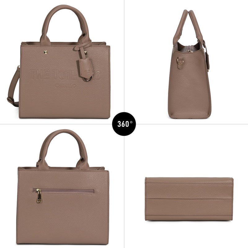 Chinllo Tote Bag for Women Top Handle Satchel Purse and Handbags with Shoulder Strap (D.Khaki-S) - Image 5