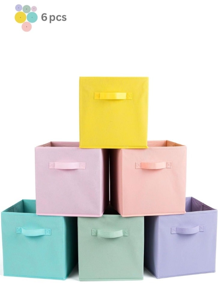 Drawer Organizer 6 Piece Colorful Fabric Drawer Storage Organizer Bins Multi Purpose Cube Boxes for Toys Organizer, Clothes, Books, Shoes, Art Craft Supplies, Closet Home Storage - Image 1