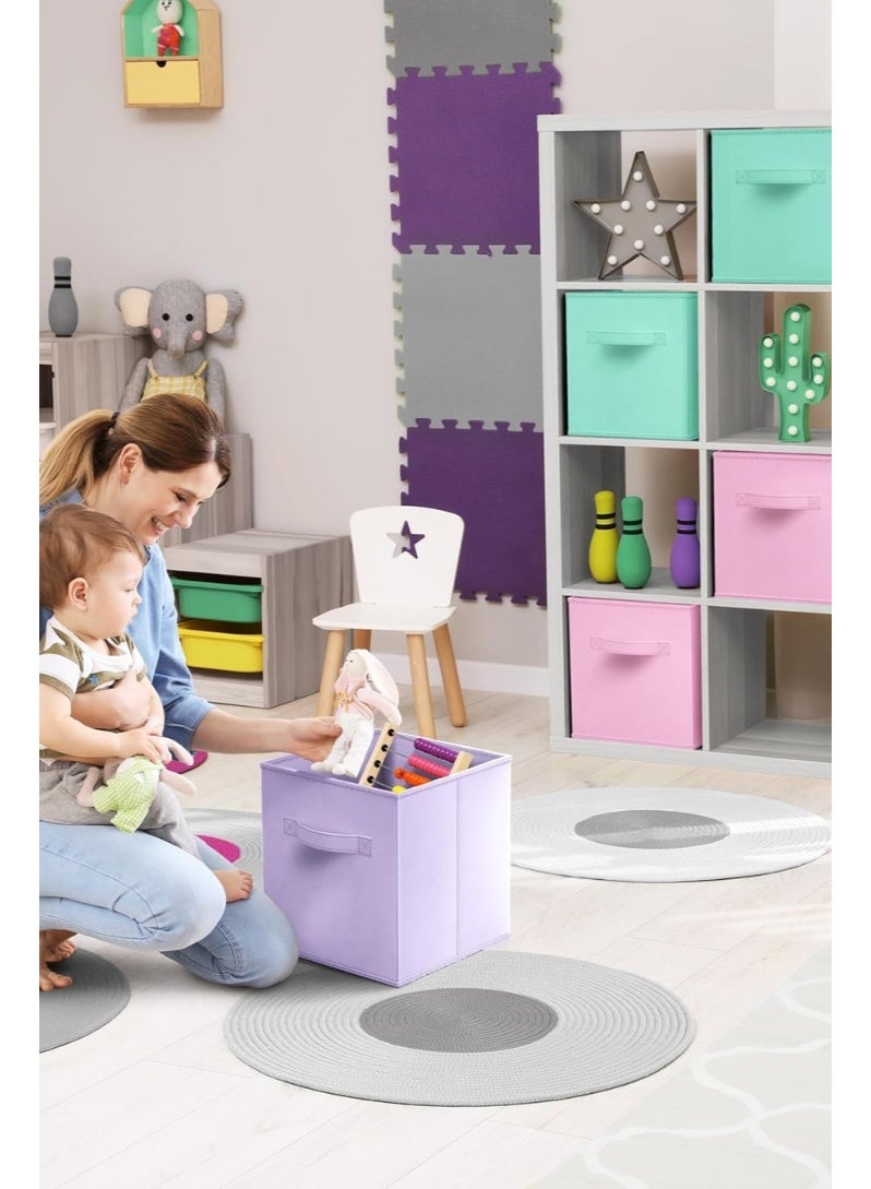 Drawer Organizer 6 Piece Colorful Fabric Drawer Storage Organizer Bins Multi Purpose Cube Boxes for Toys Organizer, Clothes, Books, Shoes, Art Craft Supplies, Closet Home Storage - Image 3