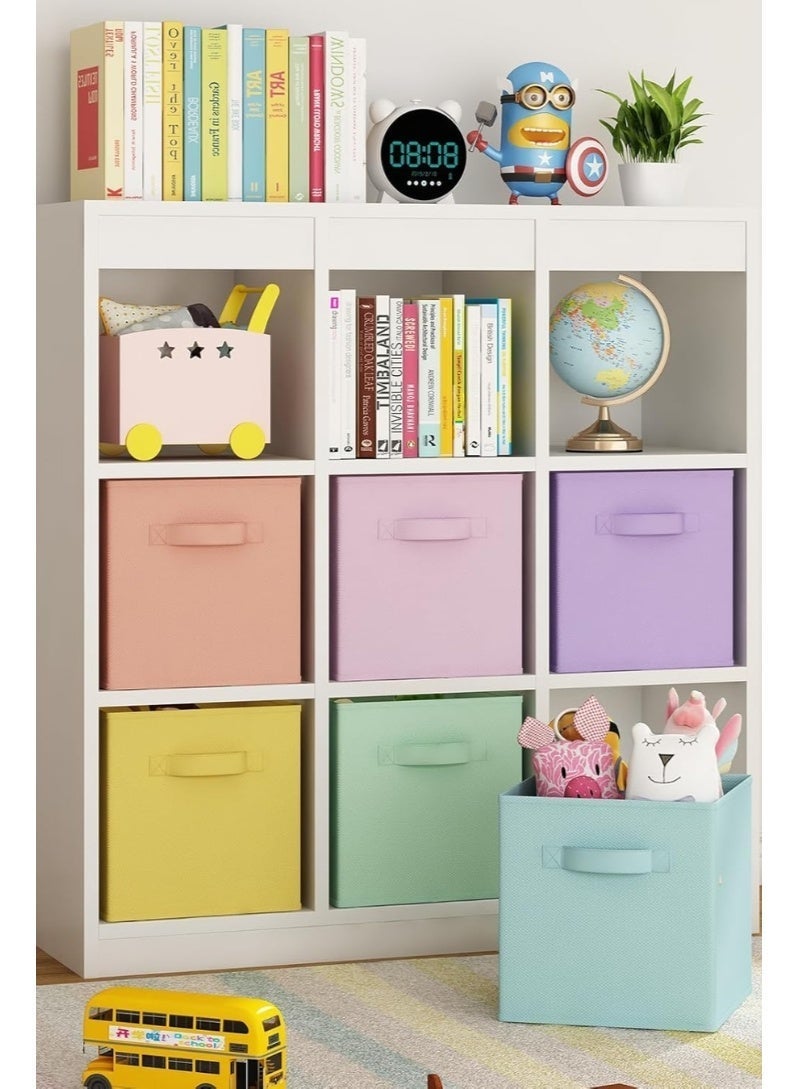 Drawer Organizer 6 Piece Colorful Fabric Drawer Storage Organizer Bins Multi Purpose Cube Boxes for Toys Organizer, Clothes, Books, Shoes, Art Craft Supplies, Closet Home Storage - Image 2